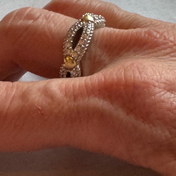 Judith Ripka 925 Sterling Cubic Zirconia and Heart Infinity Ring - Picture 11 of 13